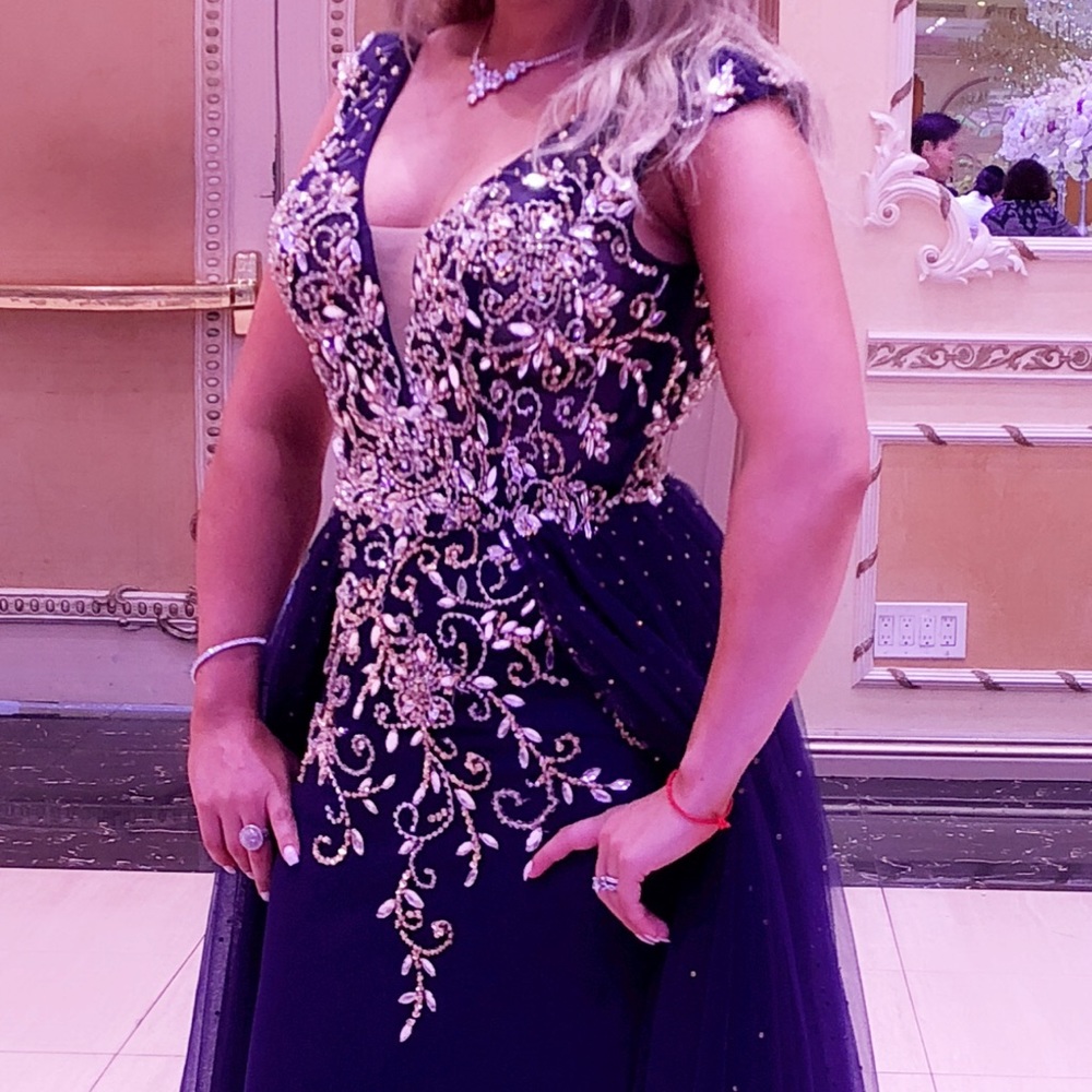 Blue and gold dress